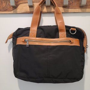 Nordstrom Brand Top Handle Nylon/ Leather Laptop Bag
